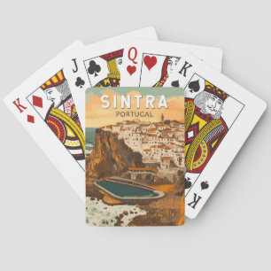 Sintra Portugal Illustration Reise Kunst Vintage Spielkarten