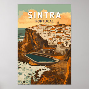 Sintra Portugal Illustration Travel Art Vintag Poster