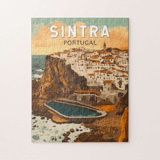 Sintra Portugal Illustration Travel Art Vintag Puzzle (Vertikal)