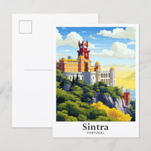Sintra Portugal Kunst Vintage Reise Illustration Postkarte