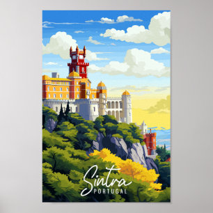 Sintra Portugal Vintage Illustration Poster