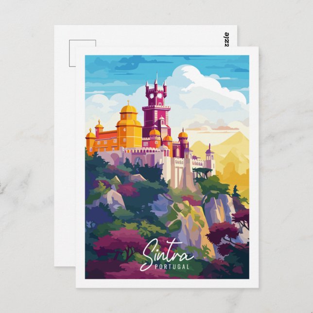 Sintra Portugal Vintage - Illustration Postkarte (Vorne/Hinten)