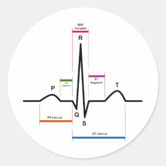 Sinusrhythmus in einem EKG-EKG-Diagramm Runder Aufkleber