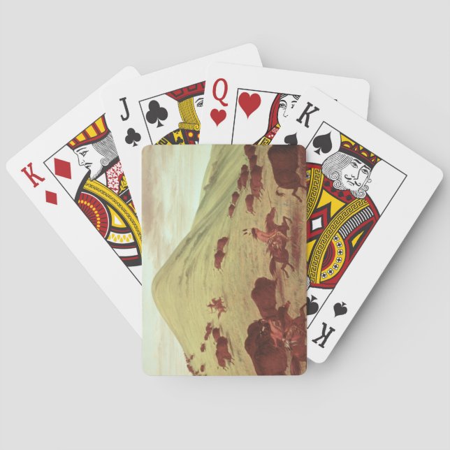 Sioux-amerikanischer Ureinwohner, der Büffel, 1835 Spielkarten (Rückseite)