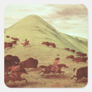 Sioux-amerikanischer Ureinwohner, der Büffel, 183 Quadratischer Aufkleber
