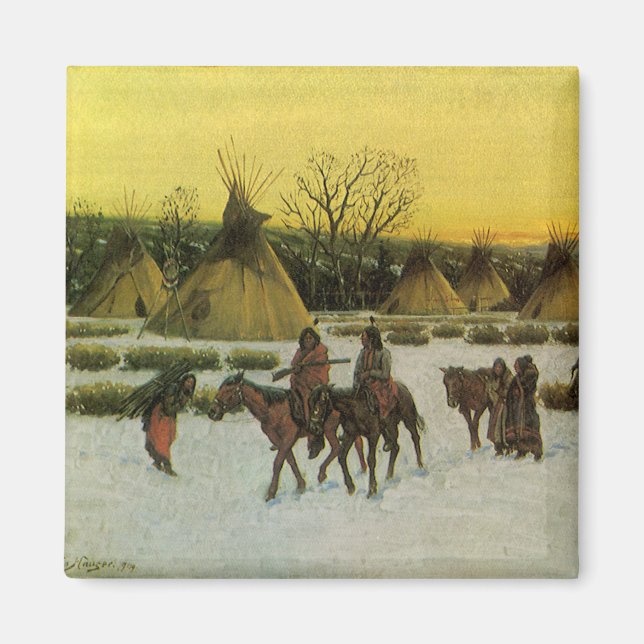 Sioux Camp in Wounded Knee von John Hauser Magnet (Vorne)