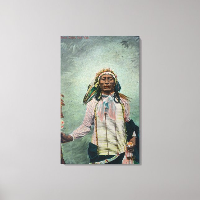 Sioux Chief Iron Schwanz Portrait Leinwanddruck (Vorderseite)