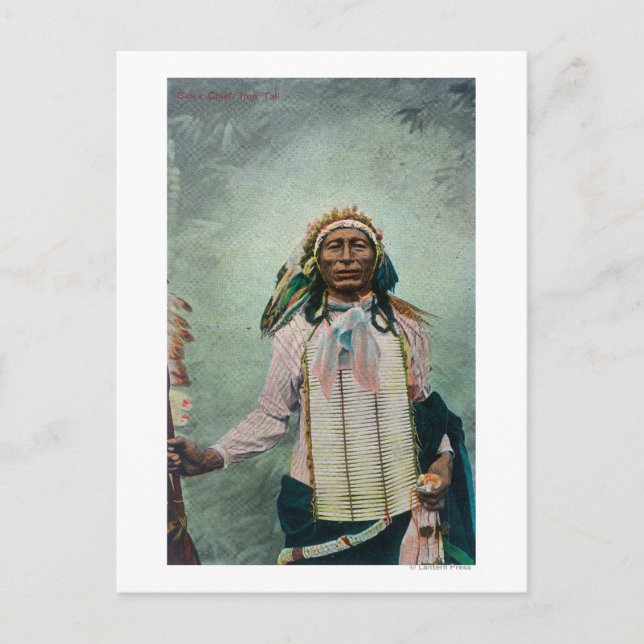 Sioux Chief Iron Schwanz Portrait Postkarte (Vorderseite)