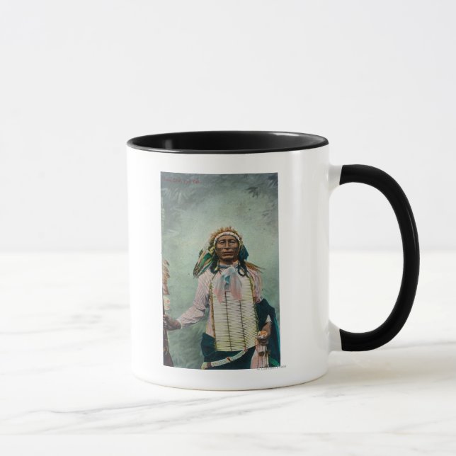 Sioux Chief Iron Schwanz Portrait Tasse (Rechts)
