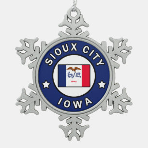 Sioux City Iowa Schneeflocken Zinn-Ornament