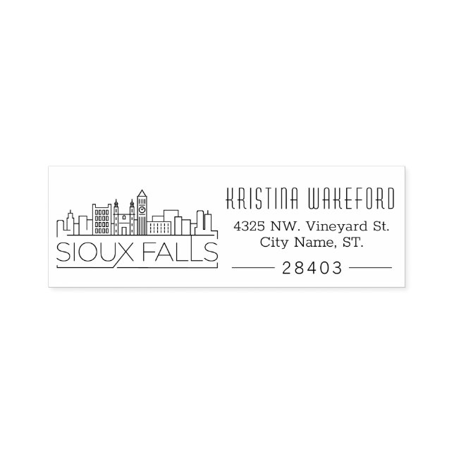 Sioux Falls | Selbstfarbige Briefmarke der benutze Permastempel (Design)