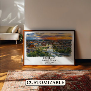 Sioux Falls South Dakota Poster, Aquarell Poster