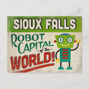 Sioux Falls South Dakota Robot - Funny Vintag Postkarte