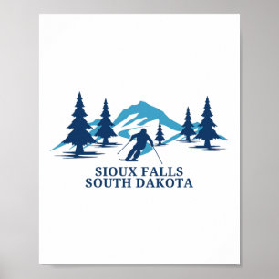 Sioux Falls South Dakota Ski Resort Skier Poster