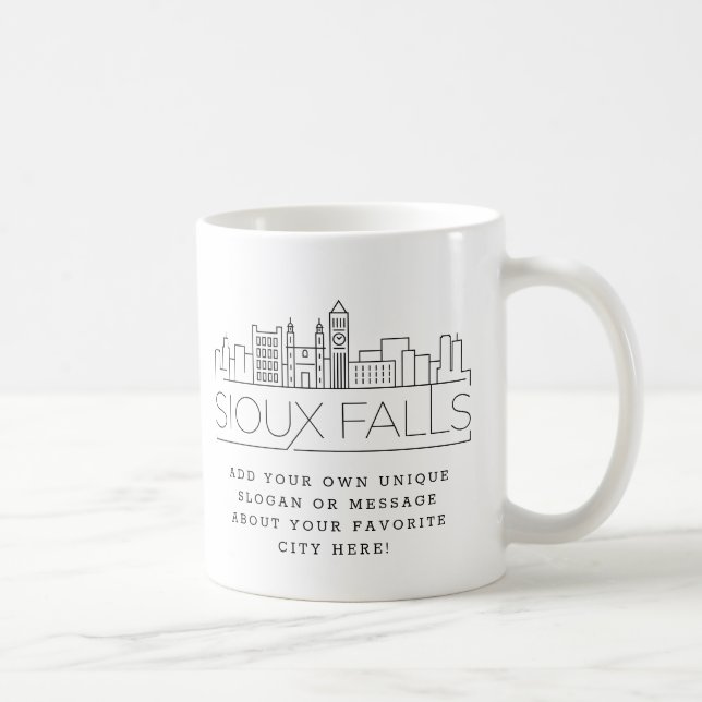 Sioux Falls Stylized Skyline | Benutzerdefinierter Kaffeetasse (Rechts)