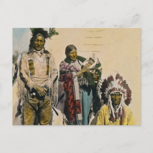 Sioux Indian Gray Eagle and Family Stereoview Postkarte