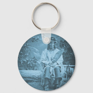 Siouxhauptmedizin-Bär Vintages Stereoview Schlüsselanhänger