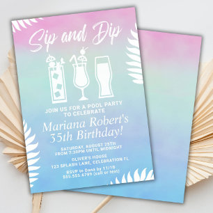 Sip and Dip Pool Party Geburtstagsparty Einladung