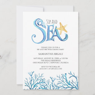 Sip and Sea Einladungen Thema Wasserfarben