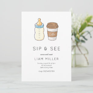 Sip and See Baby Dusche Minimalistische Babydusche Einladung