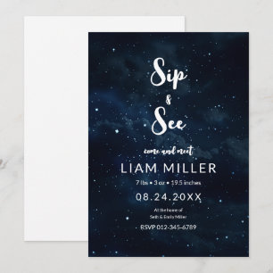 Sip and See Baby Shower, Sternennacht Minimalist  Einladung