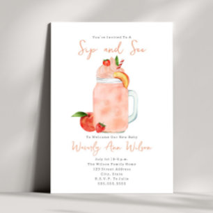 Sip and See Peach Smoothie New Baby Einladung