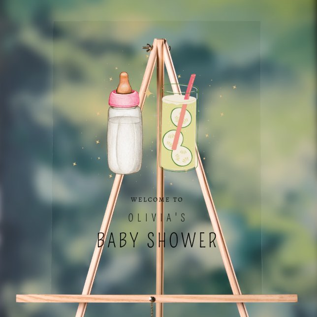 Sip and See, Welcome Baby Girl, New Baby Party Acrylschild (Neutral)