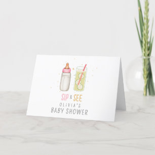Sip and See, Welcome Baby Girl, New Baby Party Dankeskarte
