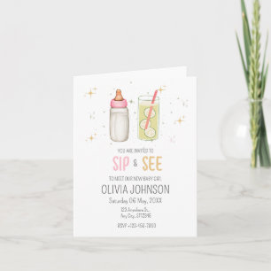 Sip and See, Welcome Baby Girl, New Baby Party Einladung