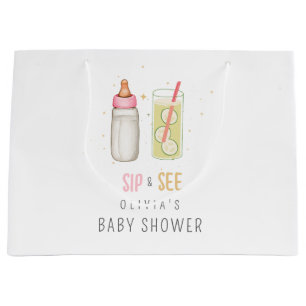 Sip and See, Welcome Baby Girl, New Baby Party Große Geschenktüte