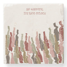 Sip Happens, es ist Wine O'Clock Marmor Untersetze