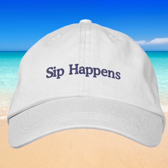 Sip Happens Funny Preppy Wine Baseball Bestickte Baseballkappe (Von Creator hochgeladen)