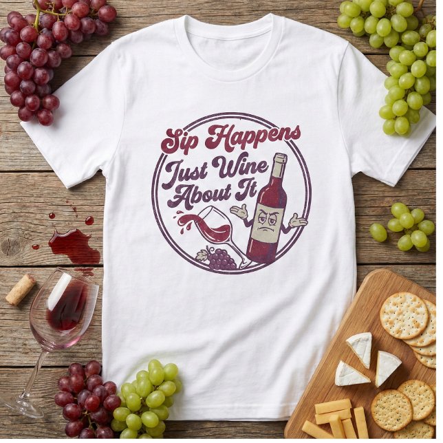 Sip Happens Just Wine About It Funny Wine Pun T-Shirt (Von Creator hochgeladen)