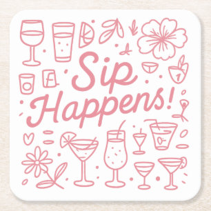 Sip Happens Rechteckiger Pappuntersetzer