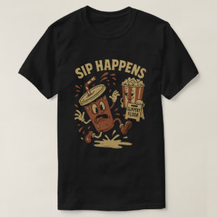 SIP HAPPENS Vintager Cartoon T-Shirt