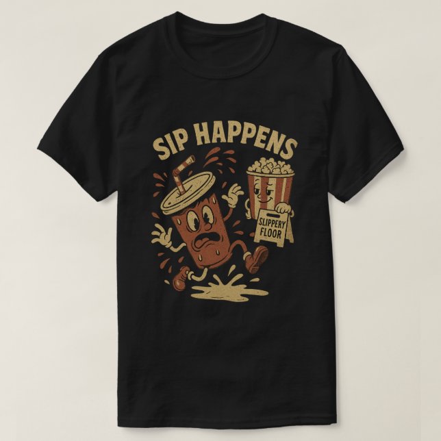 SIP HAPPENS Vintager Cartoon T-Shirt (Design vorne)