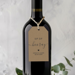 Sip Hooray Tags, Wedding Gift Tag, Kraft Geschenkanhänger