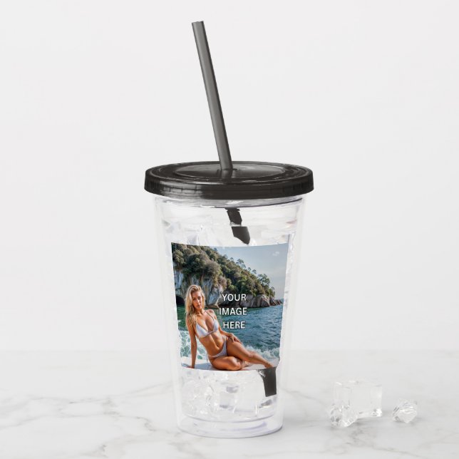 SIP! 🥤 Individueller Acrylbecher mit Strohhalm-De Acryltrinkbecher (Vorderseite Ice)