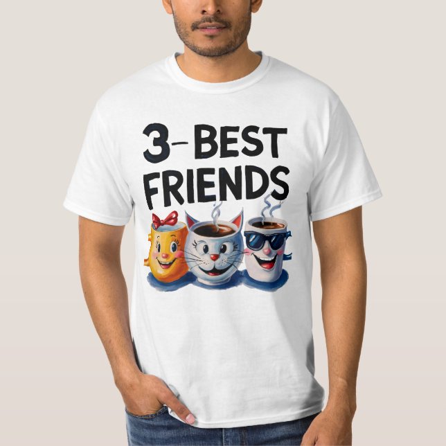 Sip, lachen, wiederholen: 3 Best Friends Coffee Ta T-Shirt (Vorderseite)