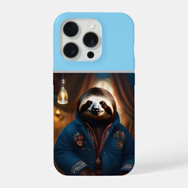 "Sip 'n' Slow: The Cozy Sloth in a Drinking Jacket iPhone Hülle (Rückseite)