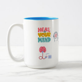 SIP OF PEACE, HEAL YOUR MIND 15OZ CERAMIC MUG ZWEIFARBIGE TASSE
