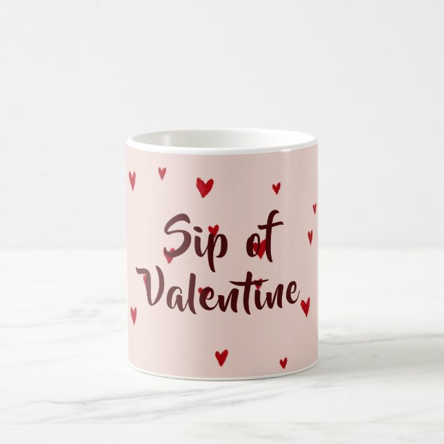 Sip of Valentine Moderner Valentinsbecher mit Herz Kaffeetasse (Mittel)