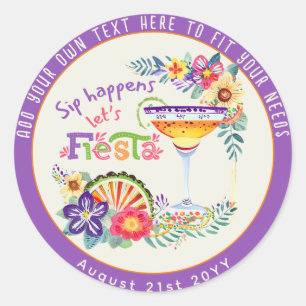 Sip passiert! Lass uns FIESTA feiern Benutzerdefin Runder Aufkleber