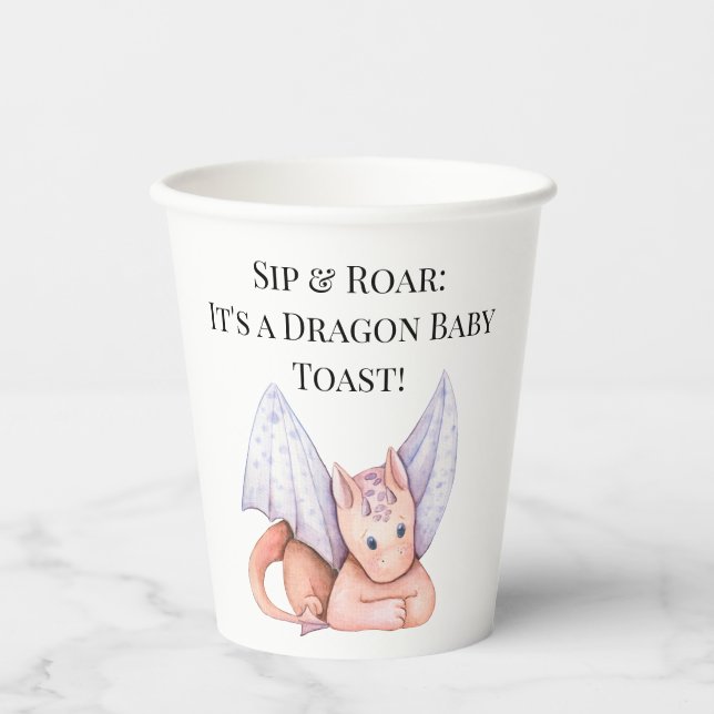 Sip & Roar: Es ist ein Dragon Baby Toast! Pappbecher (Vorderseite)