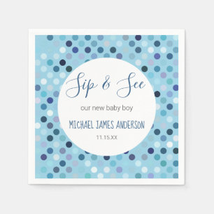 Sip & See Baby Boy Dusche Blue Polka Punkte Serviette