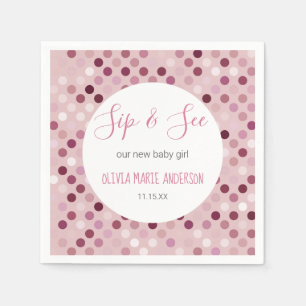 Sip & See Baby Girl Dusche Pink Polka Punkte Serviette