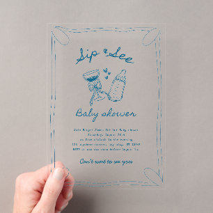 Sip & See Junge Acryl-Baby-Party-Einladung Acryleinladungen