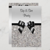Sip & See Party Silver Sequins Schwarze Bow