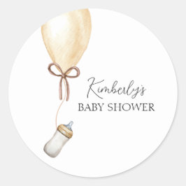 Sip & See Simple Boho Ballon Flasche Baby Dusche Runder Aufkleber