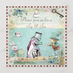 Sip & See Vintage Alice im Wunderland Baby Shower Einladung